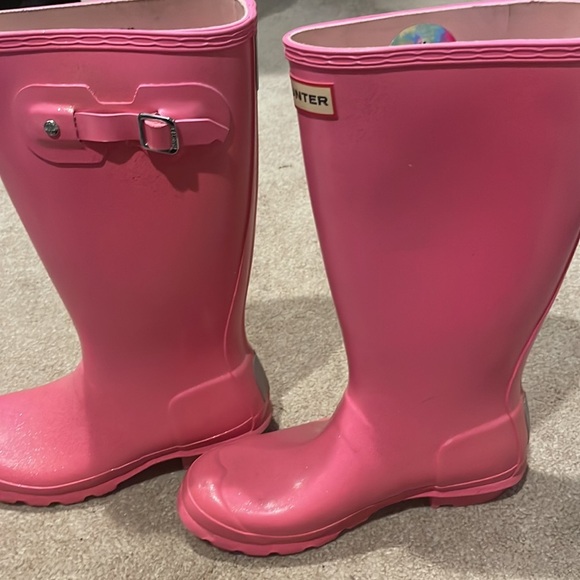 Girls beautiful Pink fine Glitter Hunter Boots us 5 - Picture 4 of 8